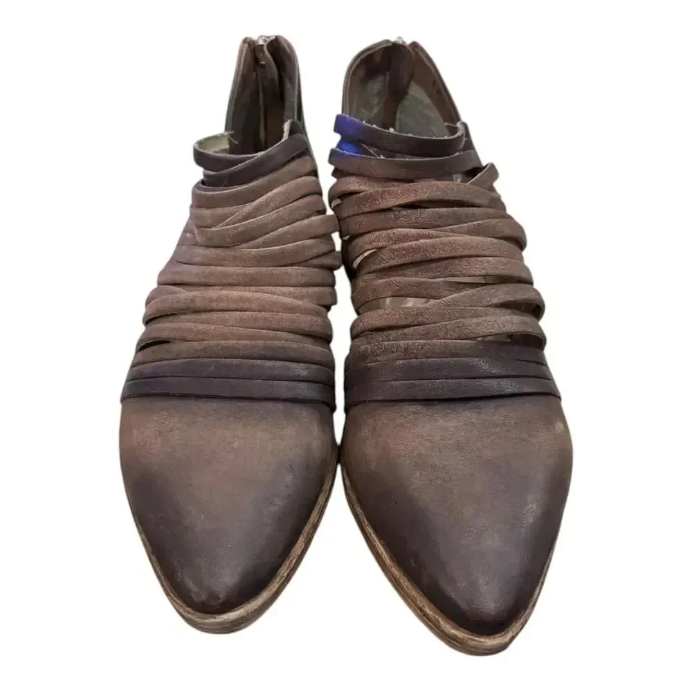 Free People Lost Valley Leather Distressed Ankle Boot Booties 40 9.5